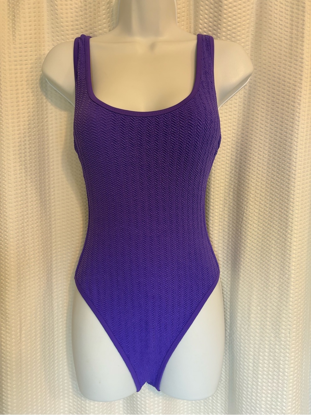 No Boundaries Purple Cheeky High Leg One-piece Swimsuit Size XS NWT